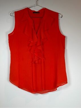Tommy Hilfiger Red Orange Sleeveless Ruffle V-Neck Camisole Size Medium